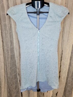 Epilogue Y2K 90s Vintage Baby Blue Lace High Low Dress M Coquette Fairycore Mini